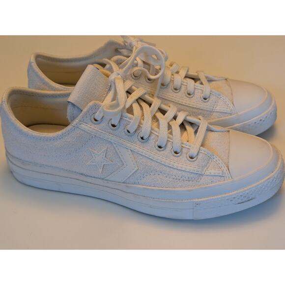 Converse Star Player 76 Low Top White Textured Sneakers - Men’s 7 / Women’s 8.5 - Picture 7 of 11